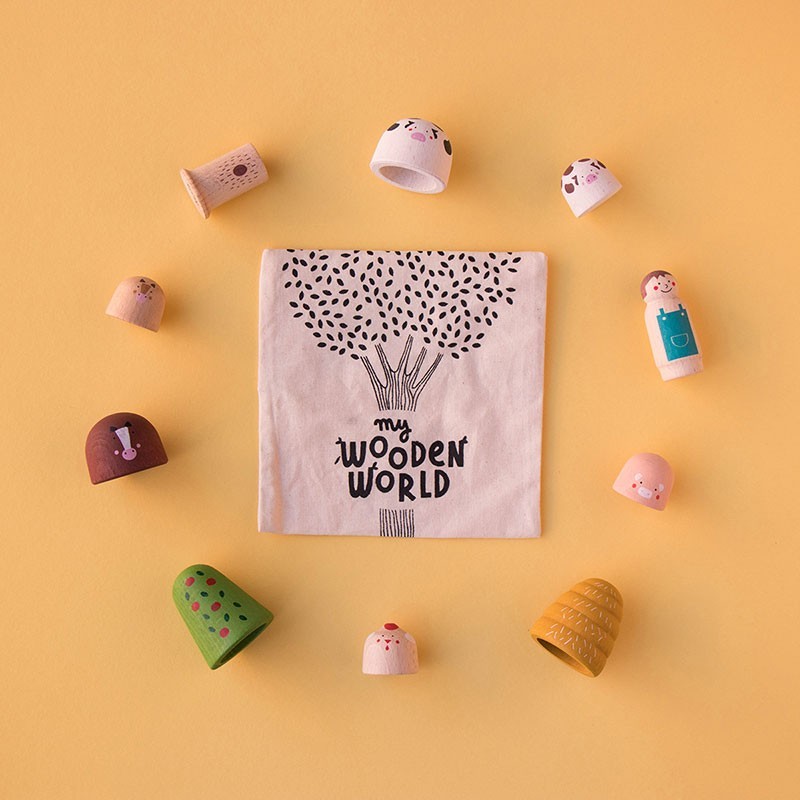 mini-monde en bois, jeu symbolique
